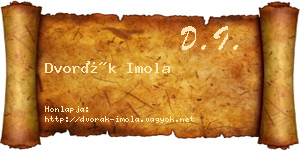 Dvorák Imola névjegykártya